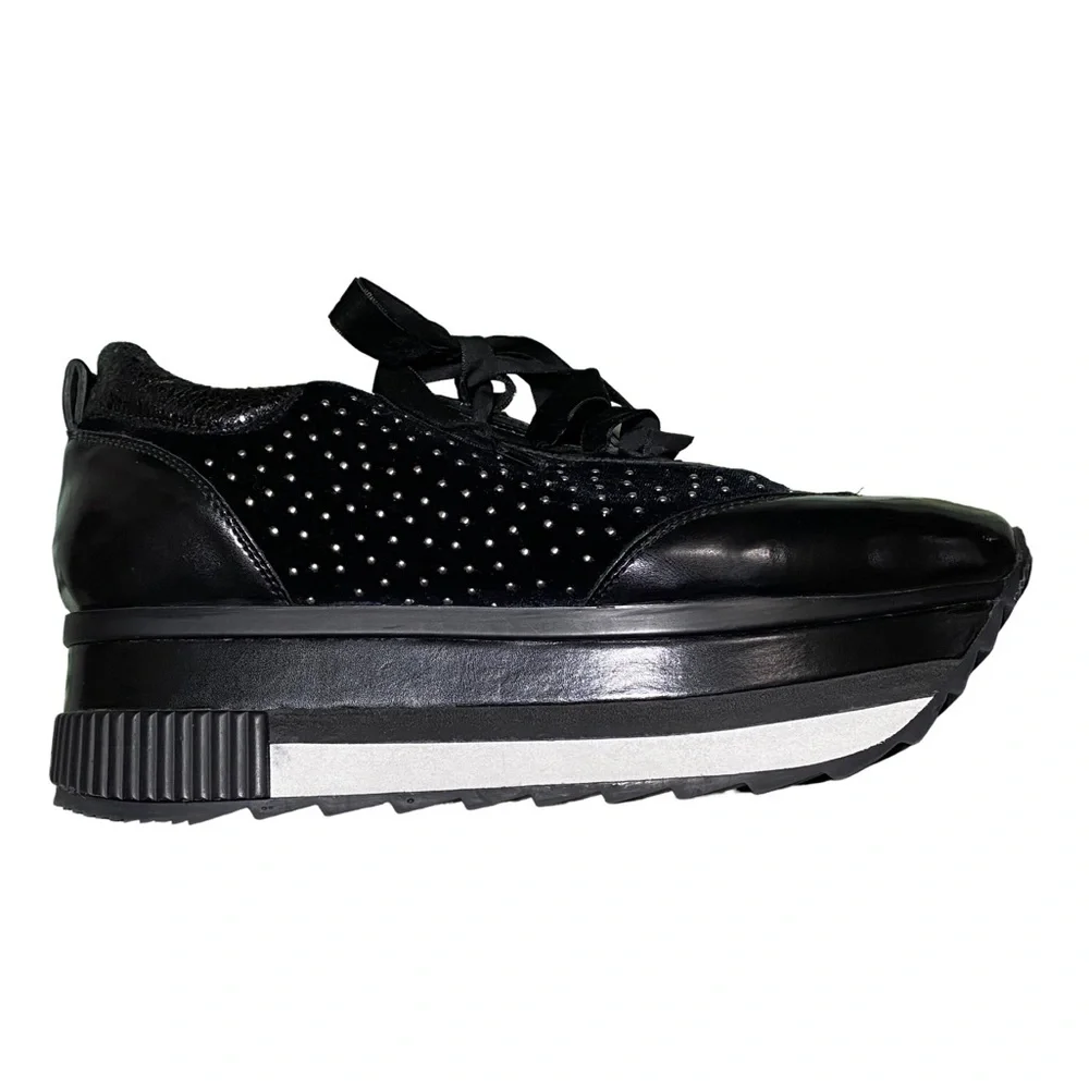 Roberto Durville Paris Chunky Platform Silver Studded Sneakers Sz‎ 42